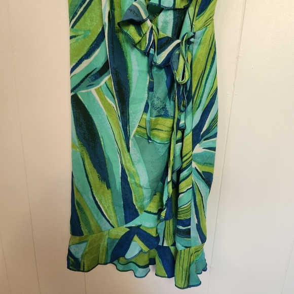 En Saison Blue Green Y2K Style Wrap Ruffle Mini Party Dress Anthropologie Medium - Picture 7 of 9